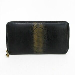 Saint Laurent Yves Round Zip Long Wallet Black